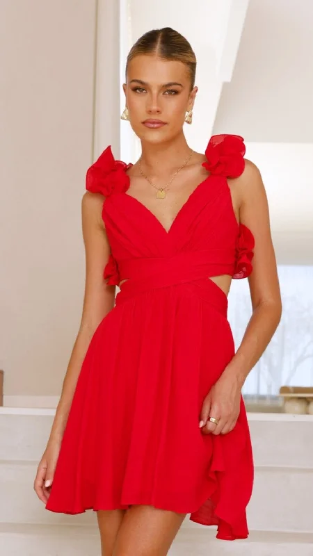 Galilhai Mini Dress - Red Cozy A-Line Mini Dress