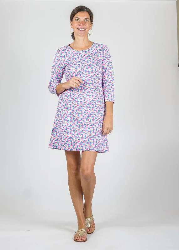 Grace Dress - Field of Dahlias Blue/Pink