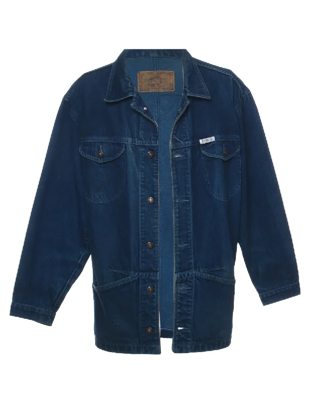 Indigo Denim Jacket - XL Front Pockets Side Pockets Patch Pockets