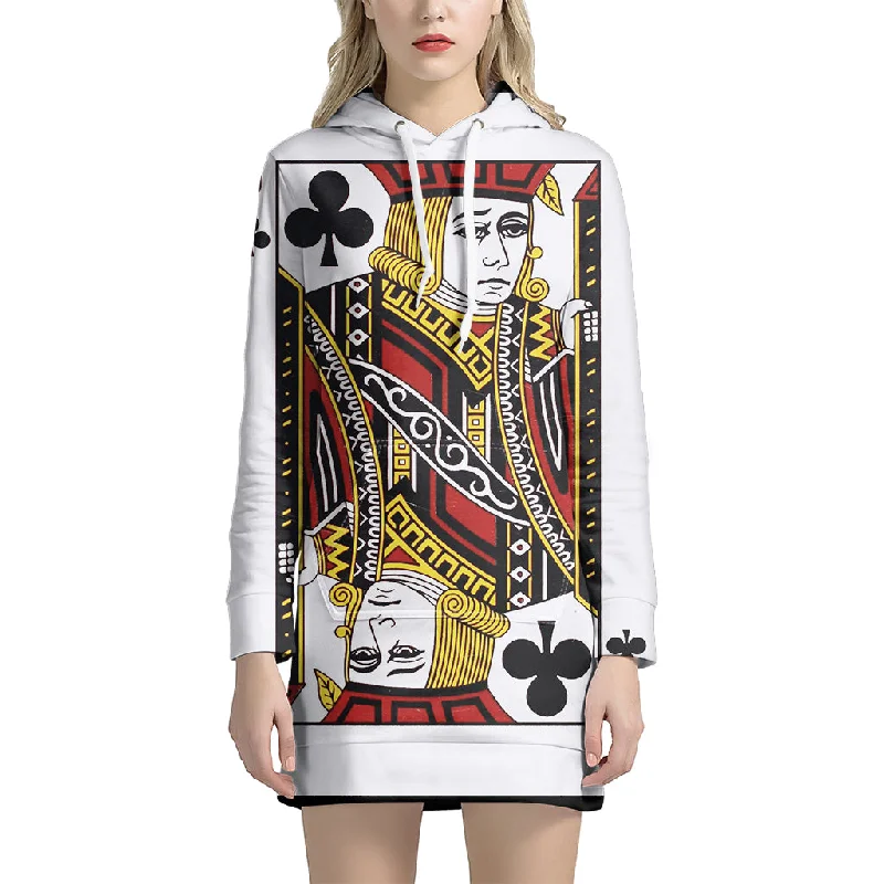 Jack Of Clubs Playing Card Print Pullover Hoodie Dress