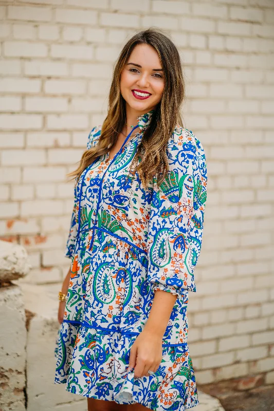 JoyJoy: Boho Paisley Trim Tiered Dress 69G4728-6