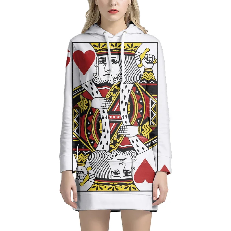 King Of Hearts Playing Card Print Pullover Hoodie Dress
