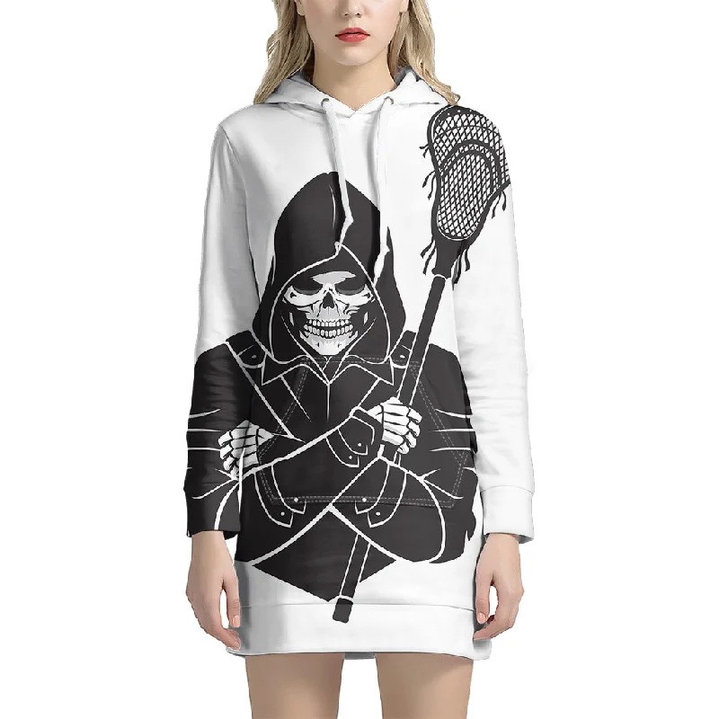 Lacrosse Skull Print Pullover Hoodie Dress