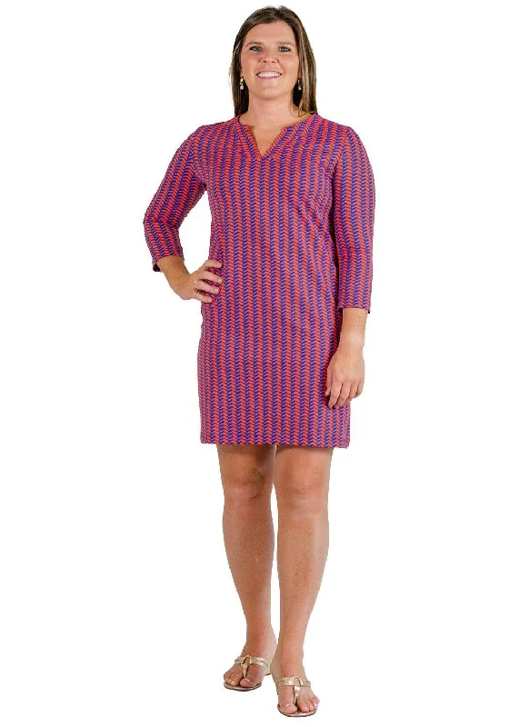Lucille Dress 3/4- Florida Blue/Orange