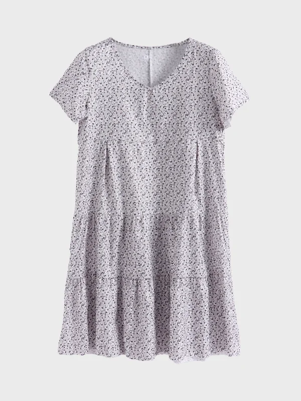 Midsize Babydoll Ruffled Mini Dress Classic Casual Mini Dress