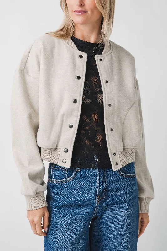 Miou Muse Semi Casual Bomber Jacket Fleece Fabric Down Fabric Feather Fabric