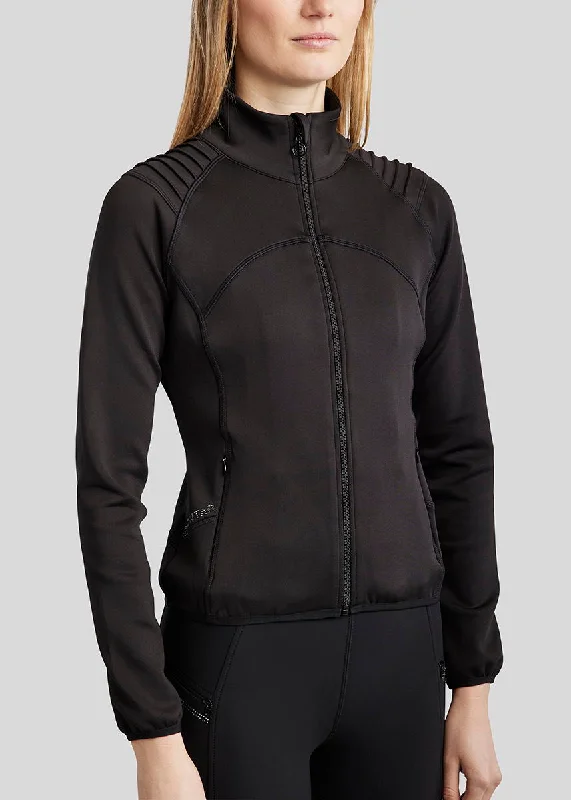 MoPaige Pintucks with Crystals Jacket - Black Front Pockets Side Pockets Patch Pockets MoPaige Pintucks with Crystals Jacket - Black Front Pockets Side Pockets Patch Pockets
