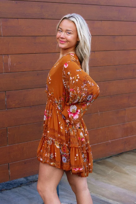 Cherry Blossom Mini Dress Casual Button-Up Mini Dress