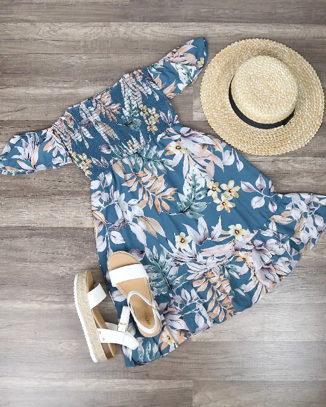 Final Sale - Off The Shoulder Smocked Floral Print Mini Dress Fashionable Party Mini Dress Final Sale - Off The Shoulder Smocked Floral Print Mini Dress Fashionable Party Mini Dress