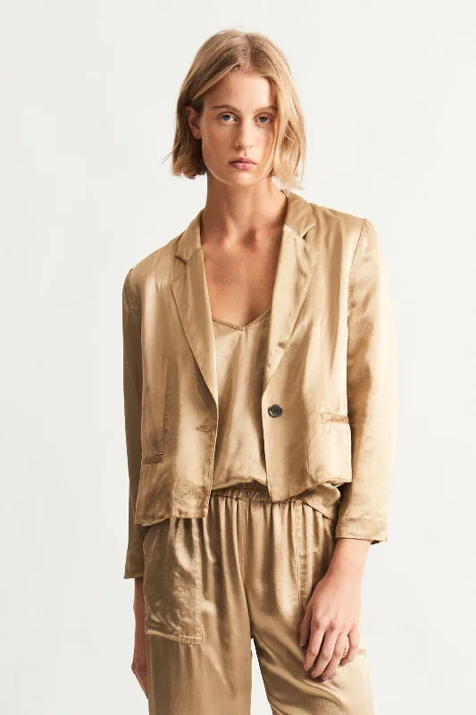 Pebble Satin Sand Avalon Jacket Toggled Jacket Drawstring Jacket Belted Jacket