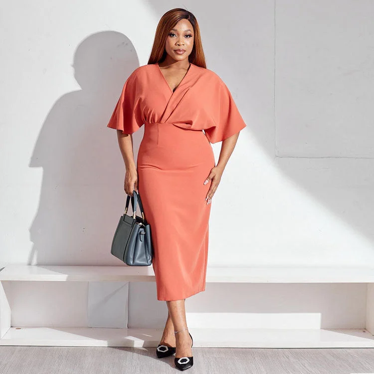 Plus Size Sexy Solid Color Dress