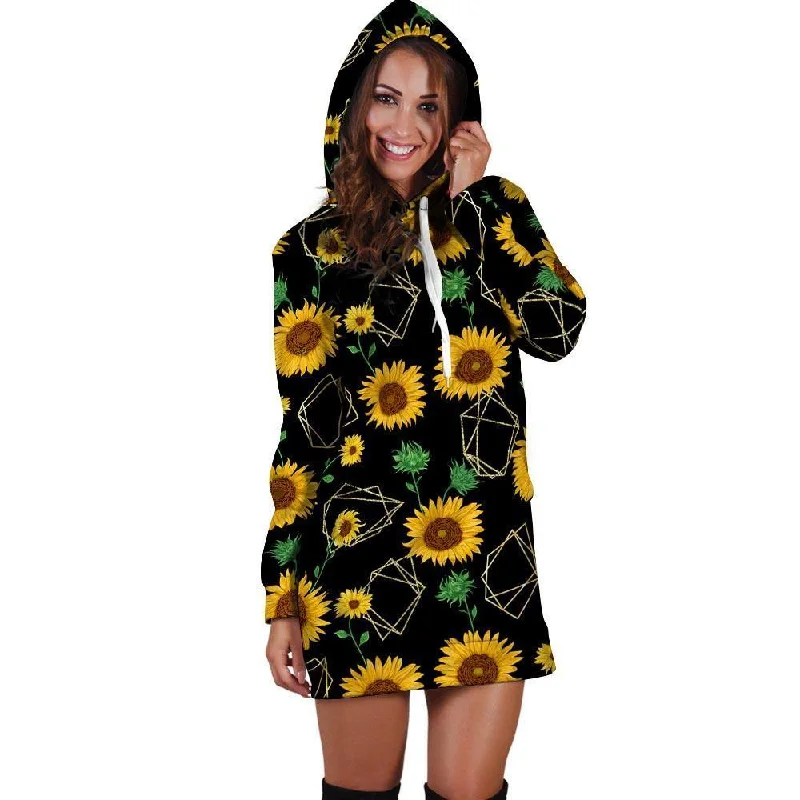 Polygonal Sunflower Hoodie Dress