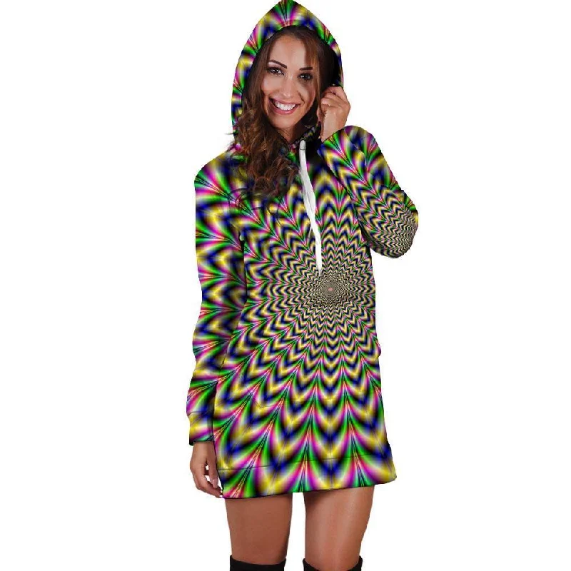 Psychedelic Blue Optical illusion Hoodie Dress