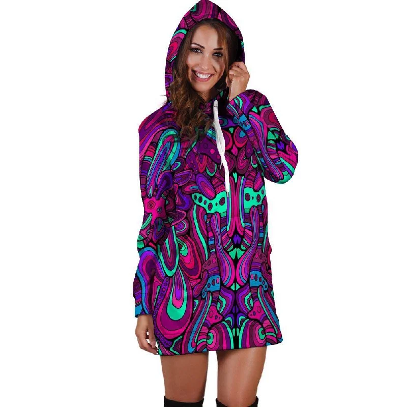 Psychedelic Trippy Doodle Hoodie Dress