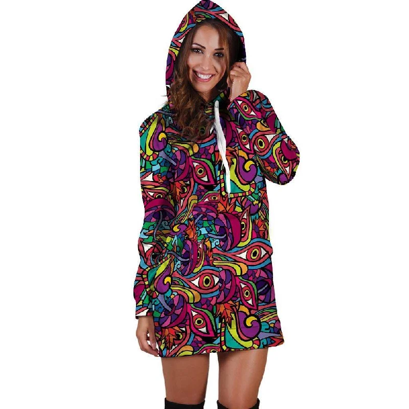 Psychedelic Trippy Eye Hoodie Dress