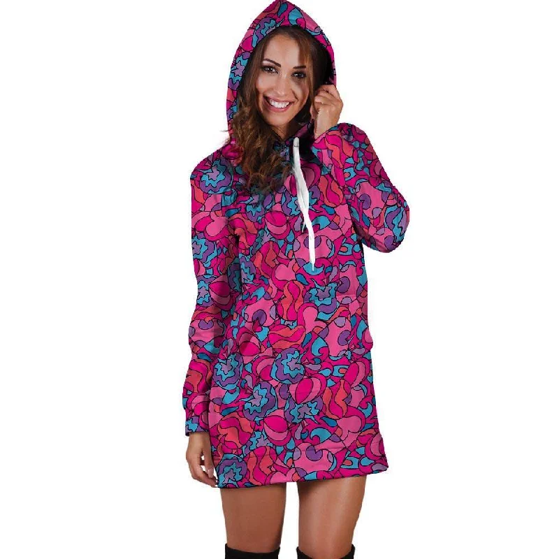 Psychedelic Trippy Hippie Heart Hoodie Dress