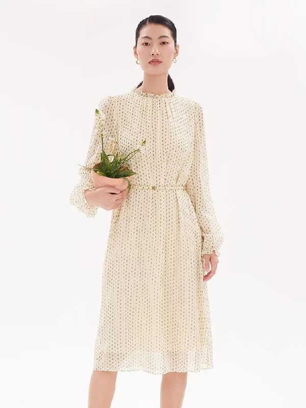 Pure Silk Printed Ankle-Length Dress