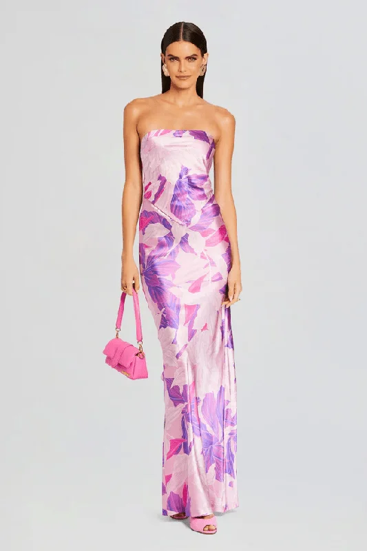 RETROFETE SKYE SILK DRESS IN LAVENDER BOTANICAL