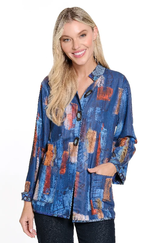 Reversible Printed Knit Jacket - Multi Fleece Jacket Down Jacket Parka