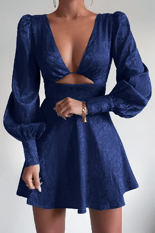 Rosalie Mini Dress - Navy Chic Pleated Mini Dress