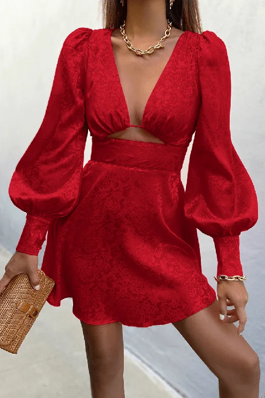 Rosalie Mini Dress - Red Elegant Satin Mini Dress