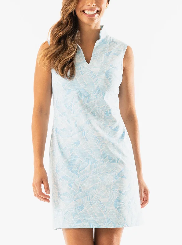 Schooner Dress in Dancing Vines in Sky