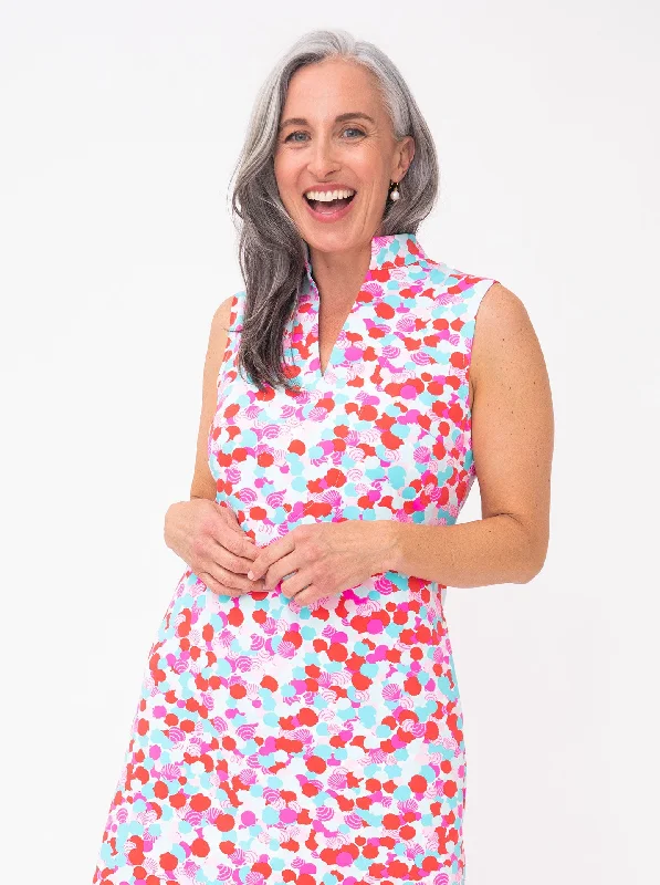 Schooner Dress in Hidden Shells in Poppy