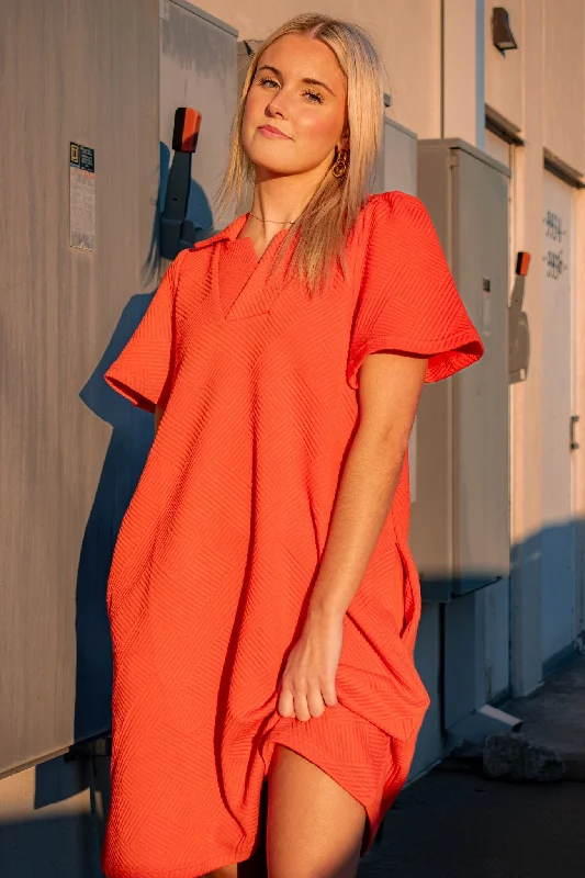 Textured Dress in Orange