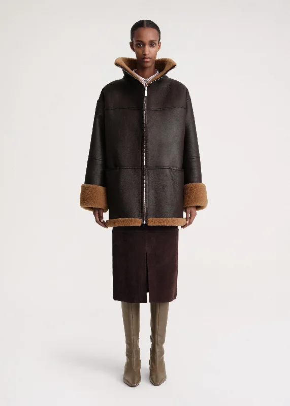 Signature shearling jacket chocolate Striped Jacket Polka Dot Jacket Floral Jacket