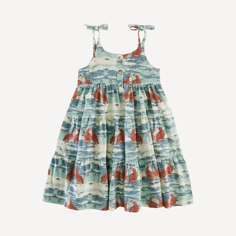 spaghetti tie henley prairie dress | blue quail | organic cotton jersey