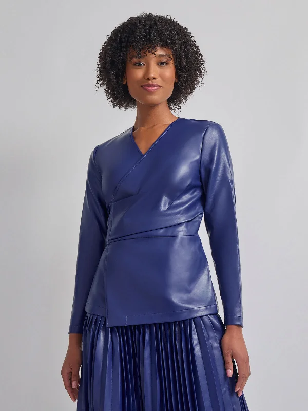 Tailored Fit Vegan Leather Tie Back Jacket Zippered Front Buttoned Front Snap Front