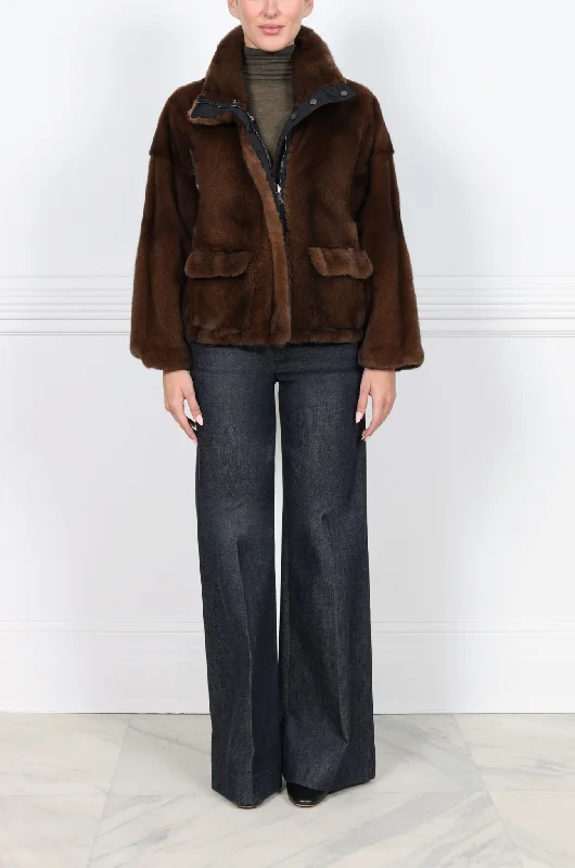 The Miles Mink Fur Reversible Jacket Knit Jacket Woven Jacket Fleece Jacket