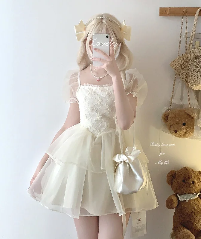 Tulle flower mesh organza skirt elegant girl dress