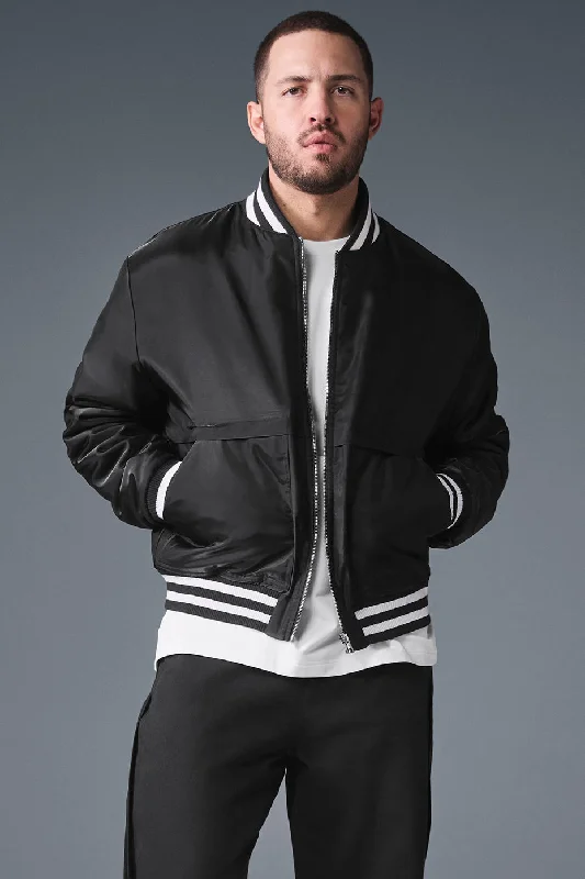 Afterglow Varsity Jacket - Black Fleece Jacket Down Jacket Parka