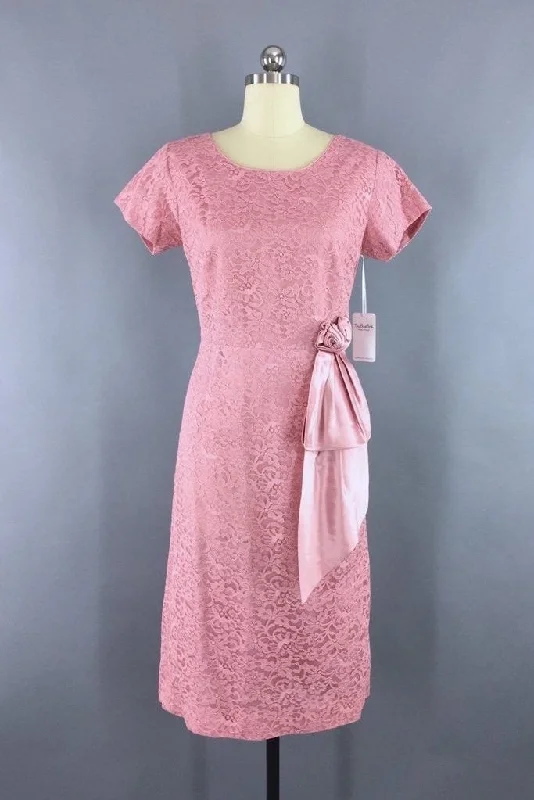 Vintage Pink Lace Cocktail Dress