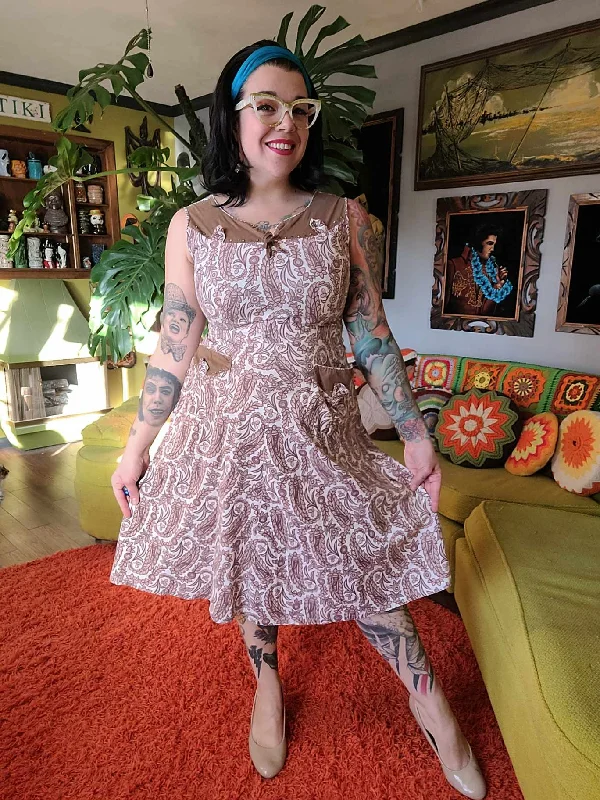 Vintage 1950's Brown Paisley Dress