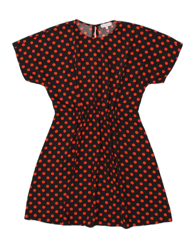 WAREHOUSE Womens A-Line Dress UK 12 Medium  Black Polka Dot Polyester