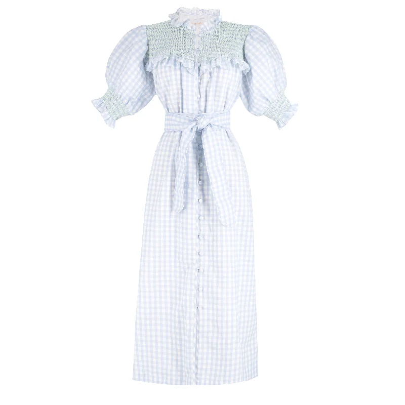 Women's Gen Dress - Blue Gingham/ Green