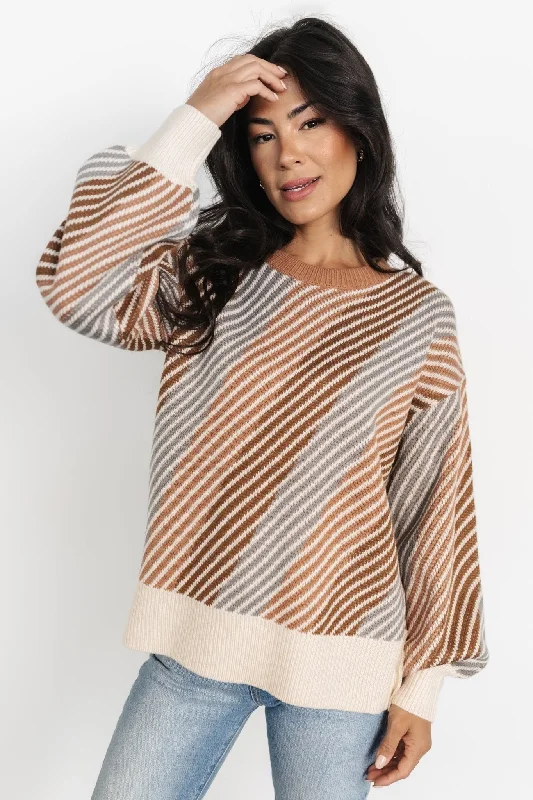 Baldwin Striped Sweater | Multi Satin Fabric Silk Fabric Chiffon Fabric