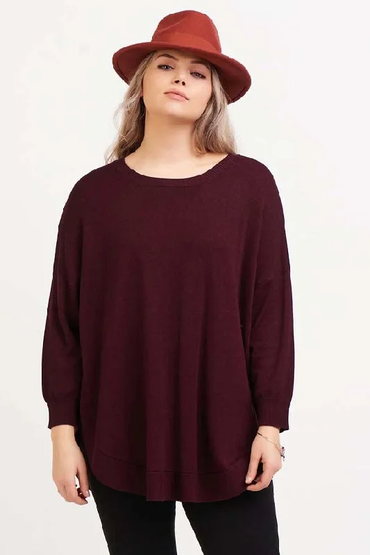 DEX Plus Rounded Hem ¾ Sleeve Sweater Mesh Sweater Canvas Denim