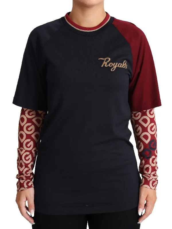 Dolce & Gabbana Multicolor Royals Cotton Crewneck Sweater Sweater Knitwear Pullover