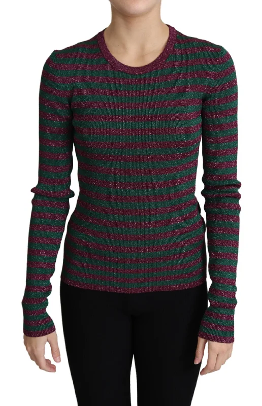 Dolce & Gabbana Elegant Maroon Crewneck Sweater Stretchy Elastic Breathable