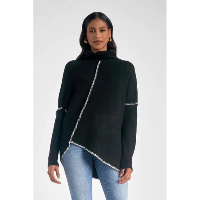 Elan Asymmetric Black Sweater (Women's) Tailored Straight A-Line