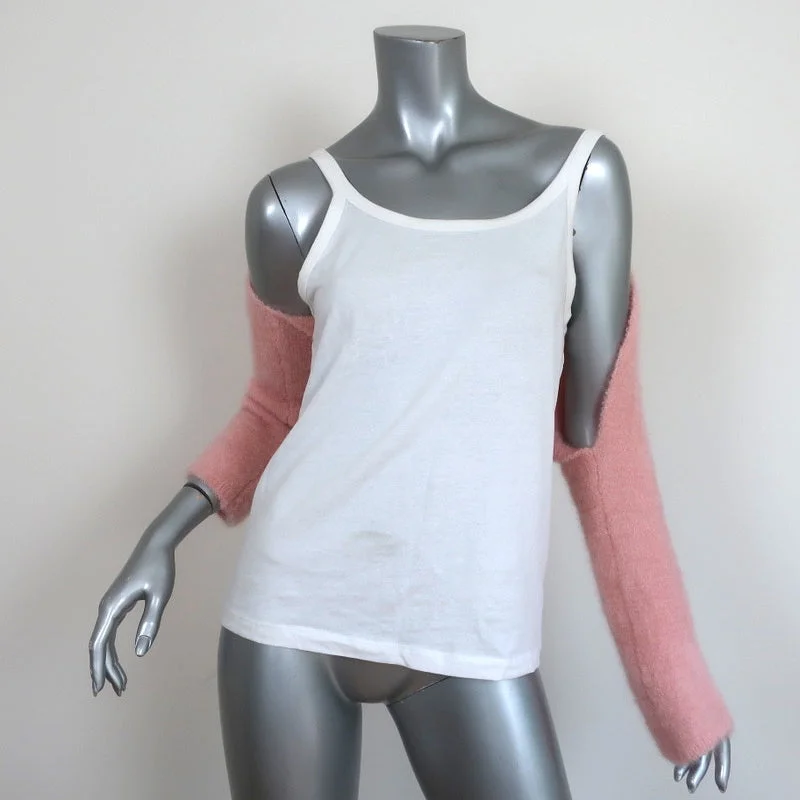 Louiza Babouryan Cropped Sweater Shrug Pink Mohair-Blend One Size NEW Boxy Sweater Fitted Sweater A-Line