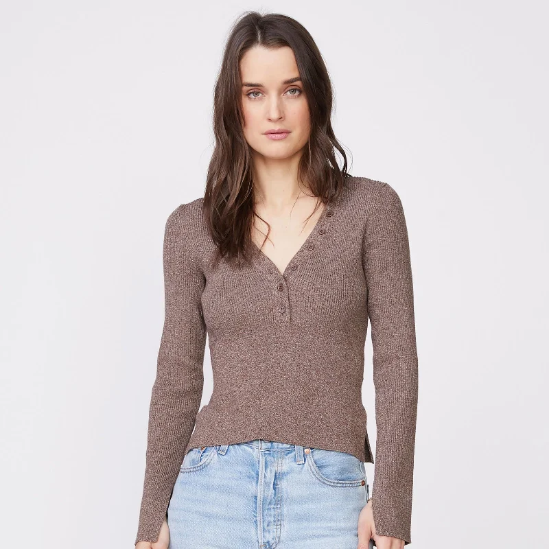 Rib Henley Sweater Denim Fabric Leather Fabric Suede Fabric