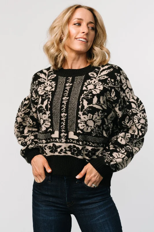 Salzburg Sweater | Black + Natural Iron Safe Non-Iron Wrinkle Free