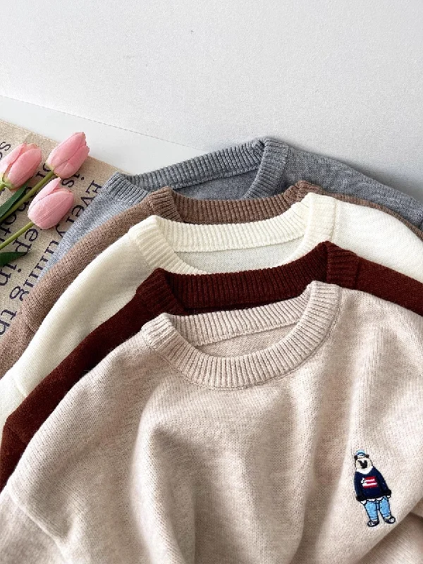 soft embroidery design casual round neck knitted sweater S4691 Wool Fabric Cashmere Fabric Tweed Fabric soft embroidery design casual round neck knitted sweater S4691 Wool Fabric Cashmere Fabric Tweed Fabric