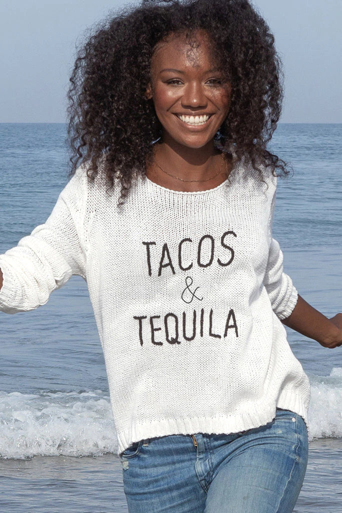 Tacos and Tequila Crew Sweater Lace Blend Ribbed Blend Corduroy Blend