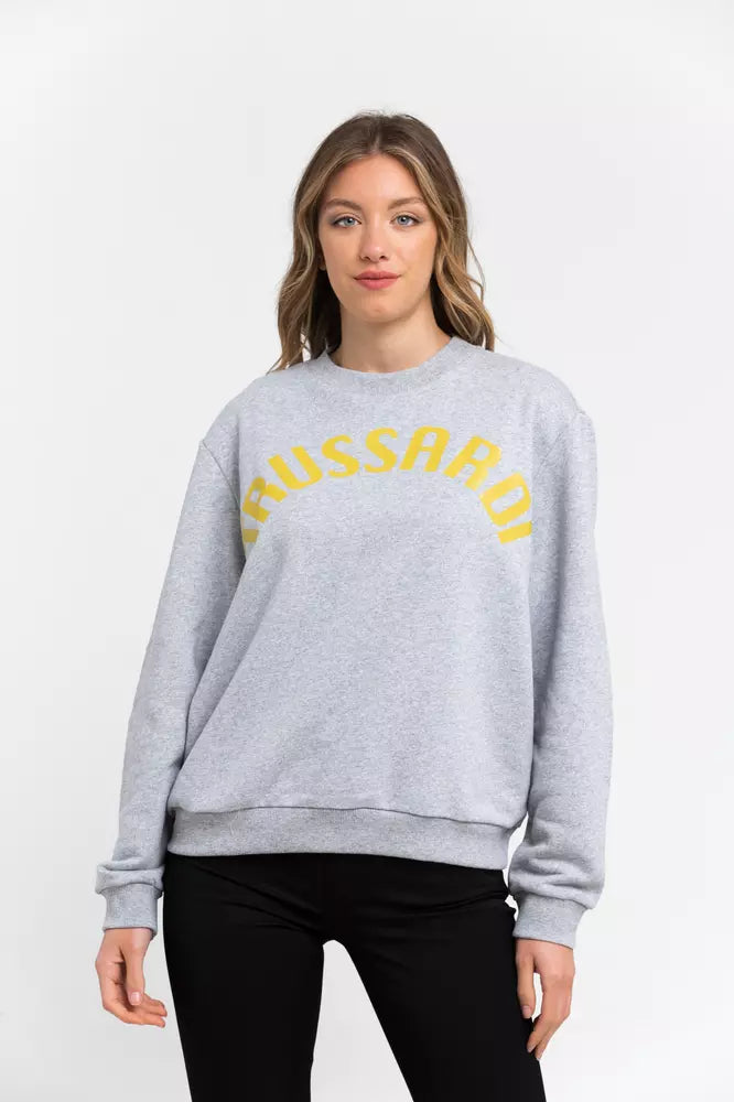 Trussardi Gray Cotton Women Sweater Open Front Closed Front Wrap Front