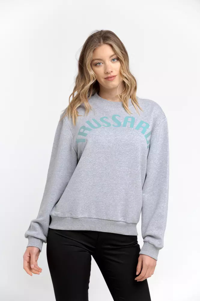 Trussardi Gray Cotton Women Sweater Cashmere Blend Cotton Blend Poly Blend